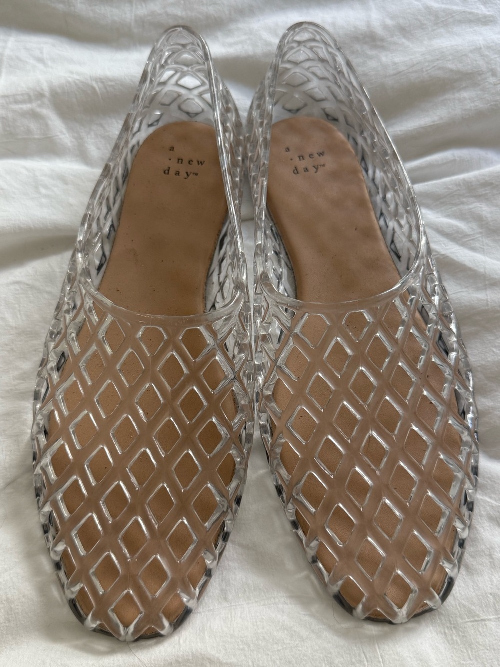 a new day Clear Woven Jelly Flats with Tan Insole